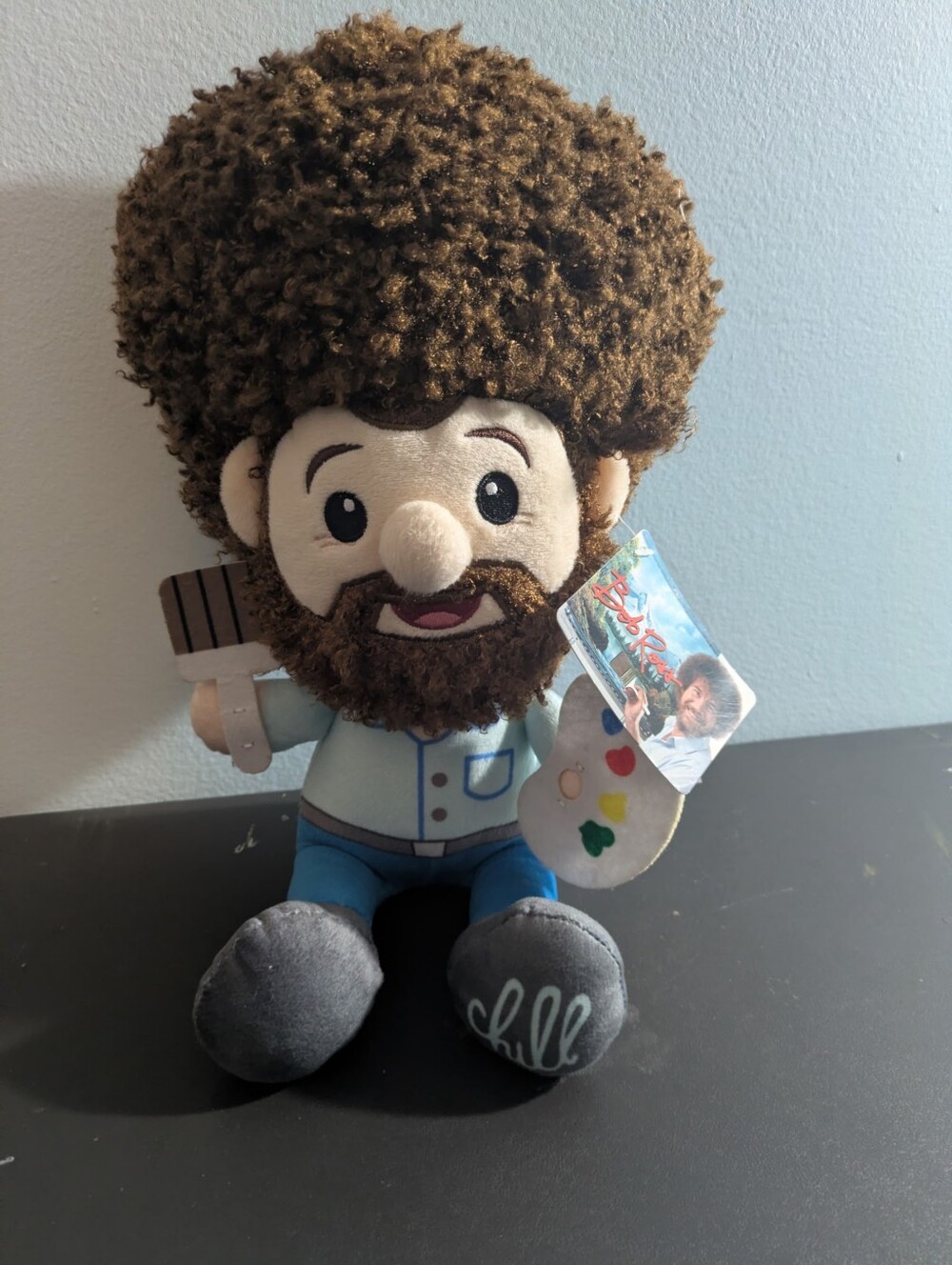 Bob Ross Plush Brown Hair Blue Outfit Stuffed Toy Gift New With Tags